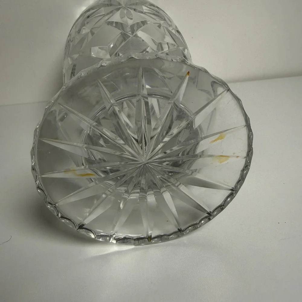 Cut Crystal‎ Vase Pedestal 10.5in Clear Pinwheel Starburst Vintage Decor